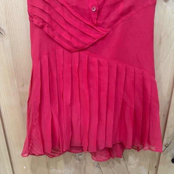 Nanette Lepore All Tuckered Out Silk Aline Dress Size 6 Pink Pleated Sleeveless - Picture 8 of 16